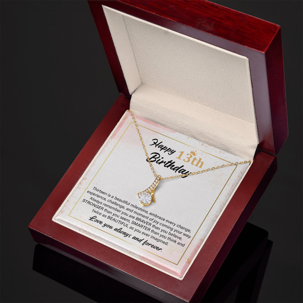 13th Birthday Necklace Gift with Inspirational Card