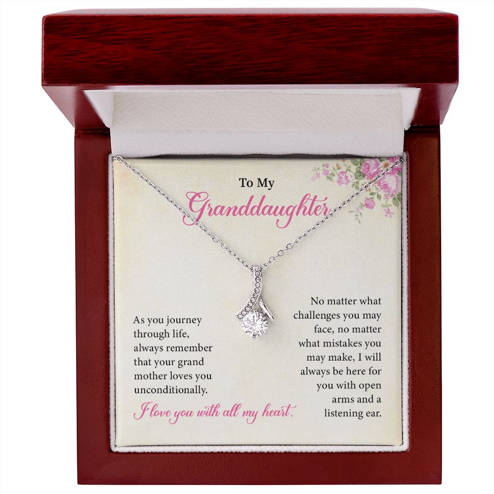 To My Granddaughter As Your Journey Through Life, Alluring Beauty Necklace For Women With Meaningful Message Card