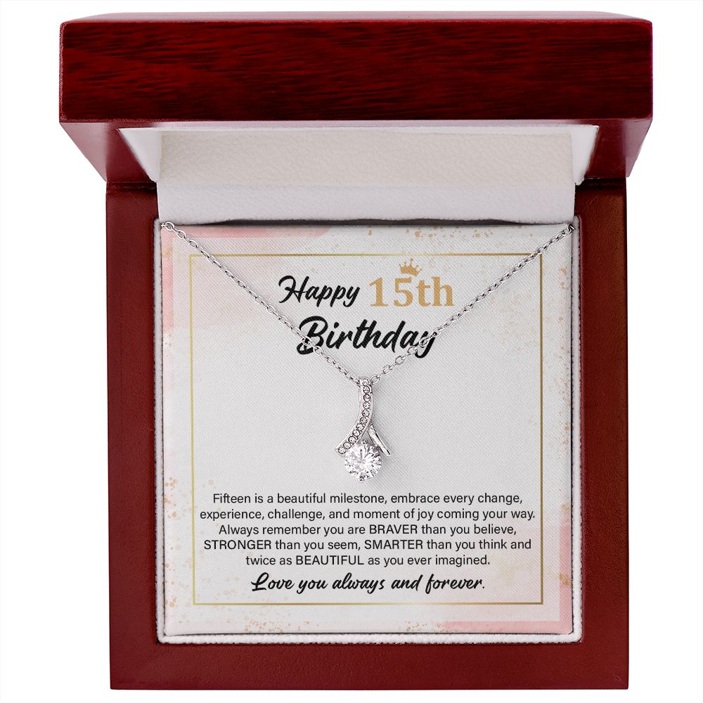 15th Birthday Necklace Gift with Inspirational Card