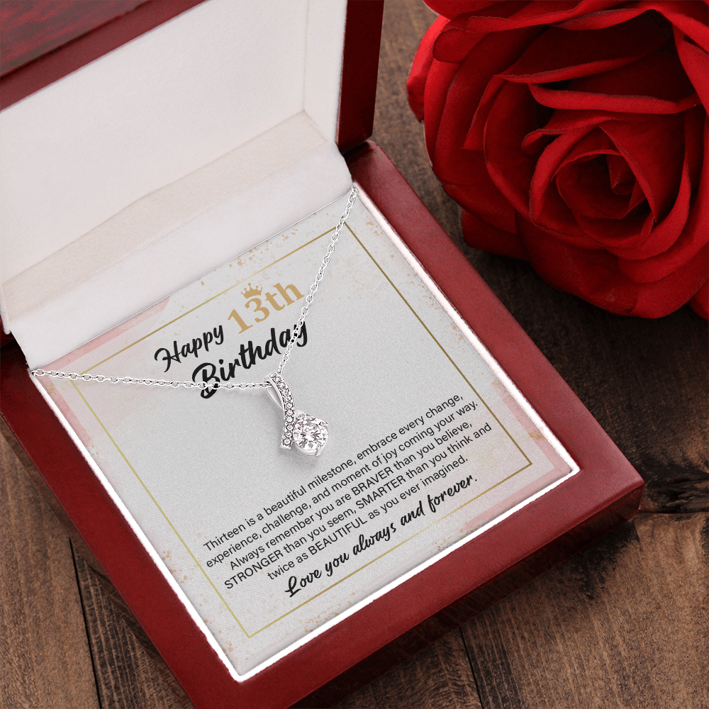 13th Birthday Necklace Gift with Inspirational Card