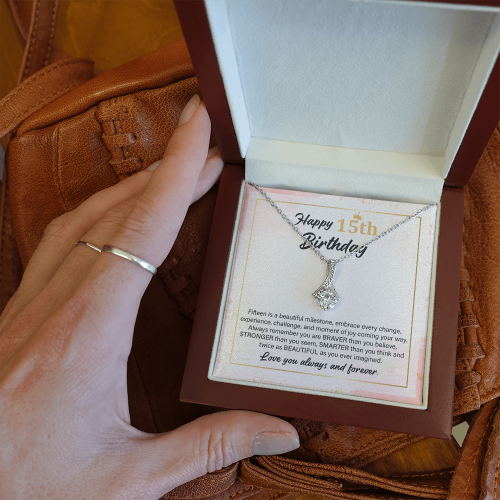 15th Birthday Necklace Gift with Inspirational Card
