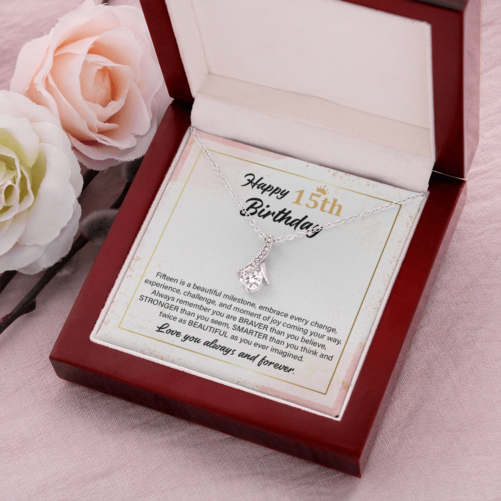15th Birthday Necklace Gift with Inspirational Card