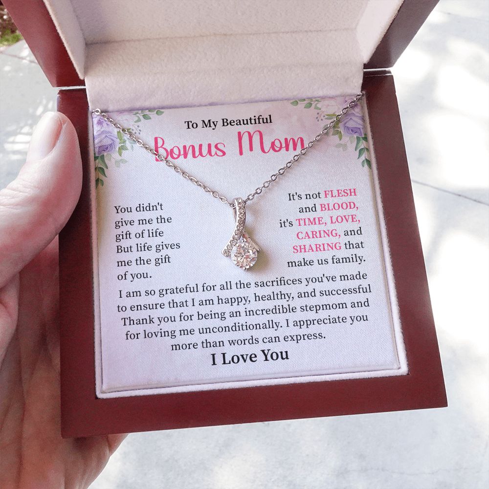 Bonus Mom Necklace Gift – Stepmom Jewelry for Birthday, Mother's Day, or Christmas