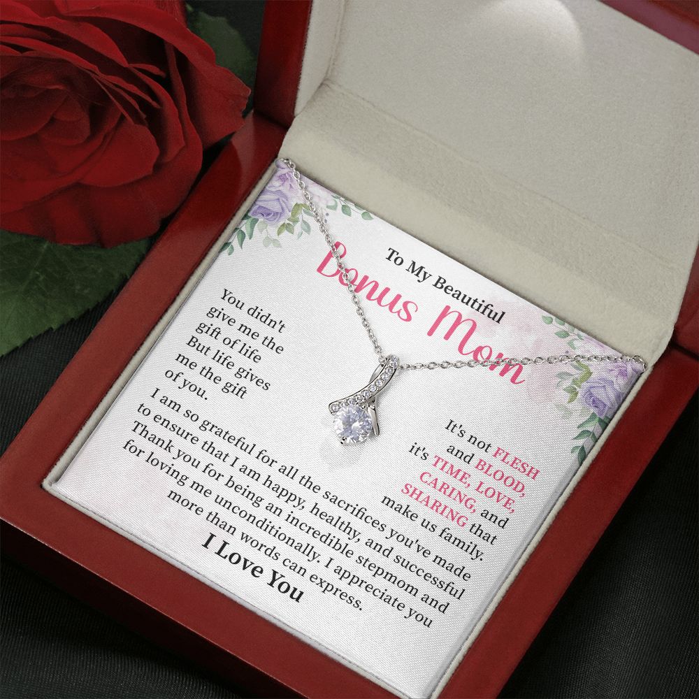 Bonus Mom Necklace Gift – Stepmom Jewelry for Birthday, Mother's Day, or Christmas