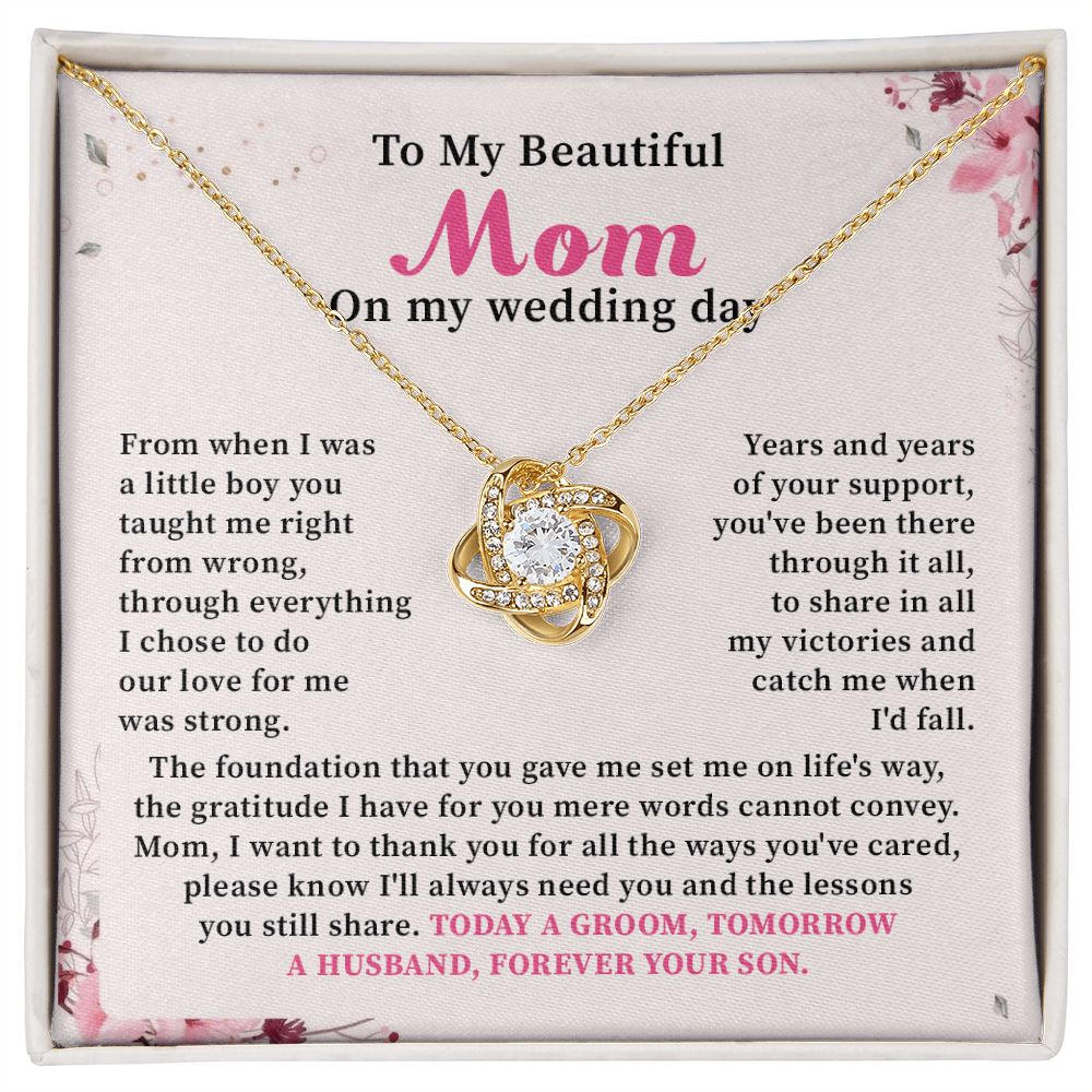 To My Beautiful Mom On My Wedding Day Today A Groom Tomorrow A Husband, Forever Your Son