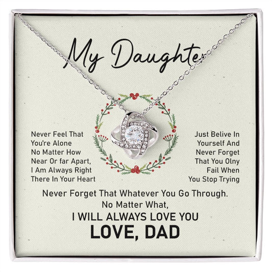 To My Beautiful Daughter Love Knot Necklace, Father and Daughter Jewelry