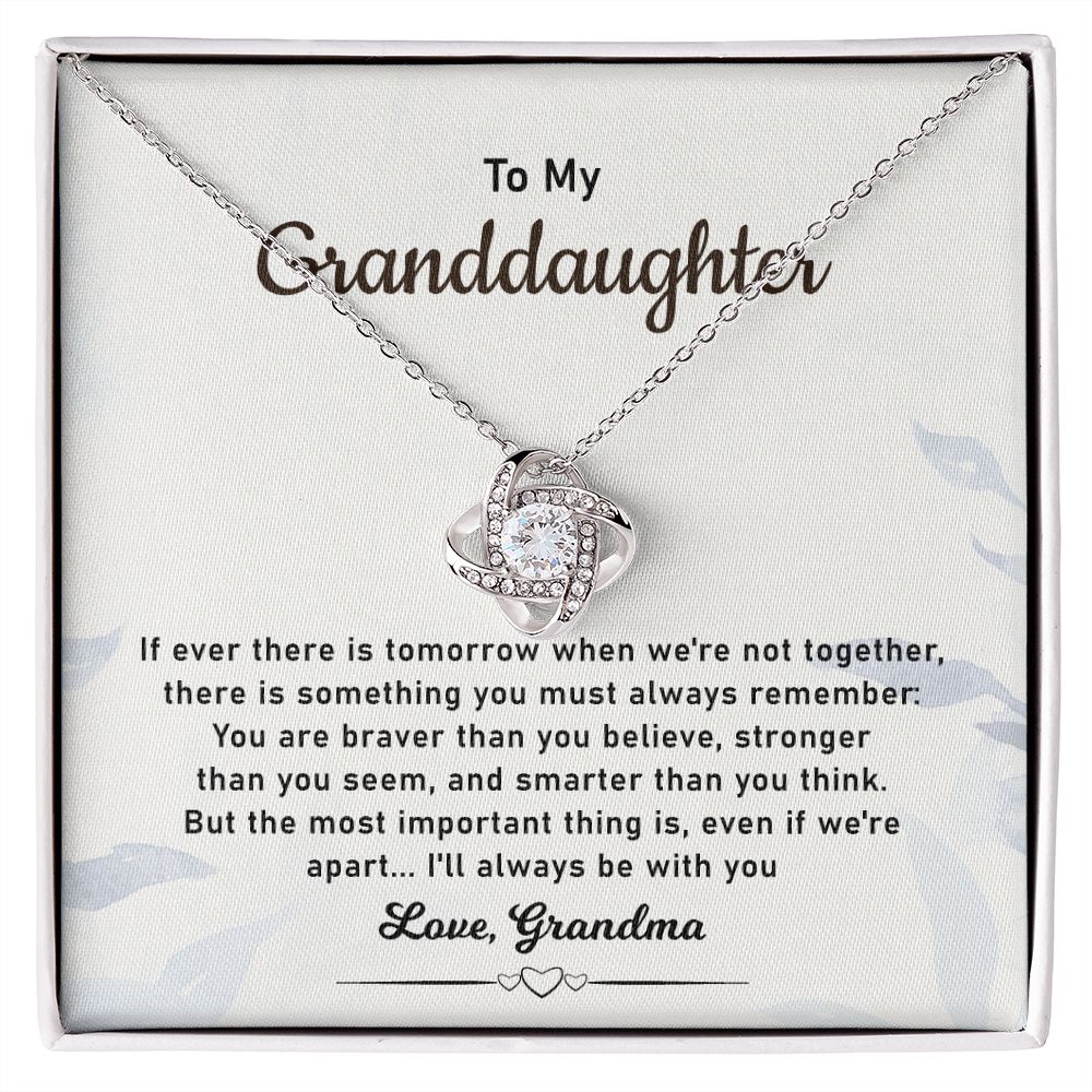 To My Granddaughter, I'll Always Be With You - Birthday Christmas Gifts From Grandma, 14k white gold Stainless Steel Necklace