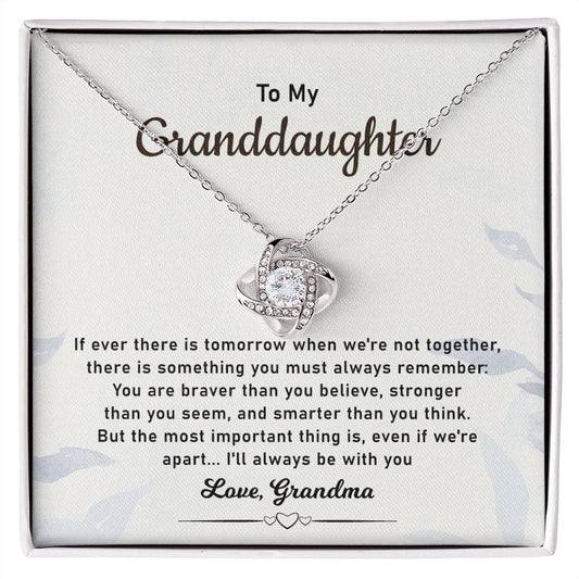 To My Granddaughter, I'll Always Be With You - Birthday Christmas Gifts From Grandma, 14k white gold Stainless Steel Necklace