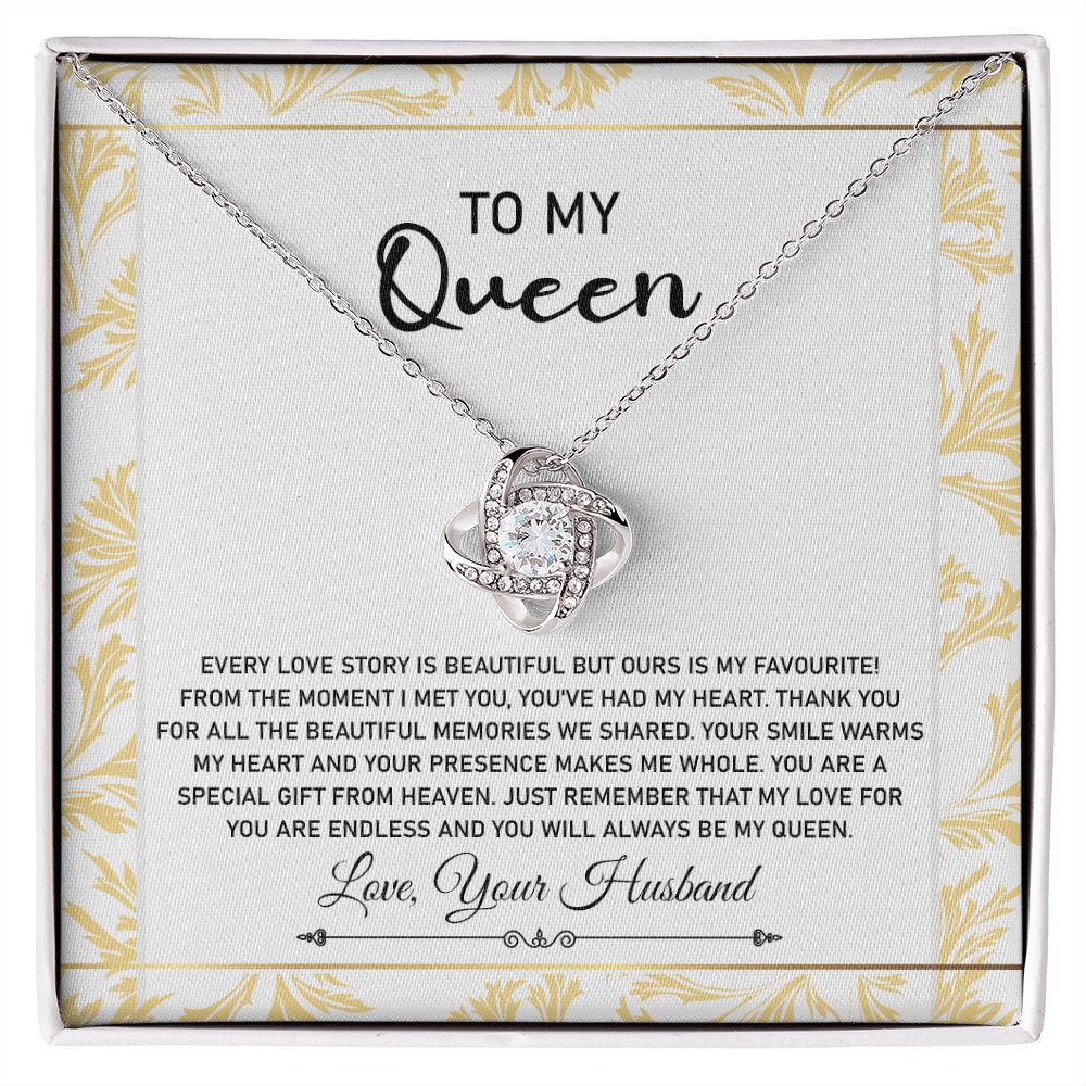Queen Necklace Gift from Husband with Love Message