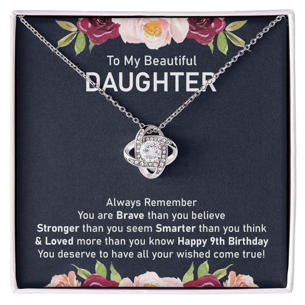 9th Birthday Necklace for Daughter Gift With Message Card