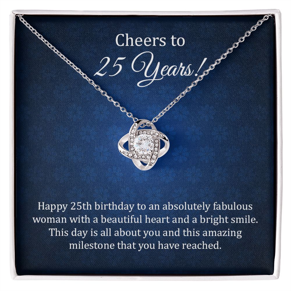 25th Birthday Necklace Gift for Her with Milestone Card