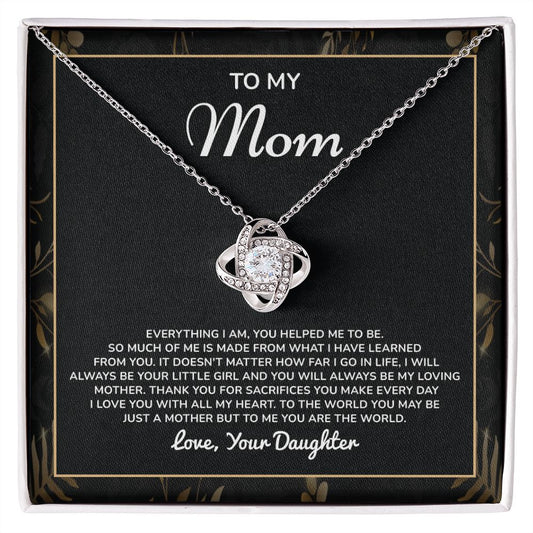 To My Mom To The World You May Be Just A Mother But To Me You Are The World. Love, Your Daughter
