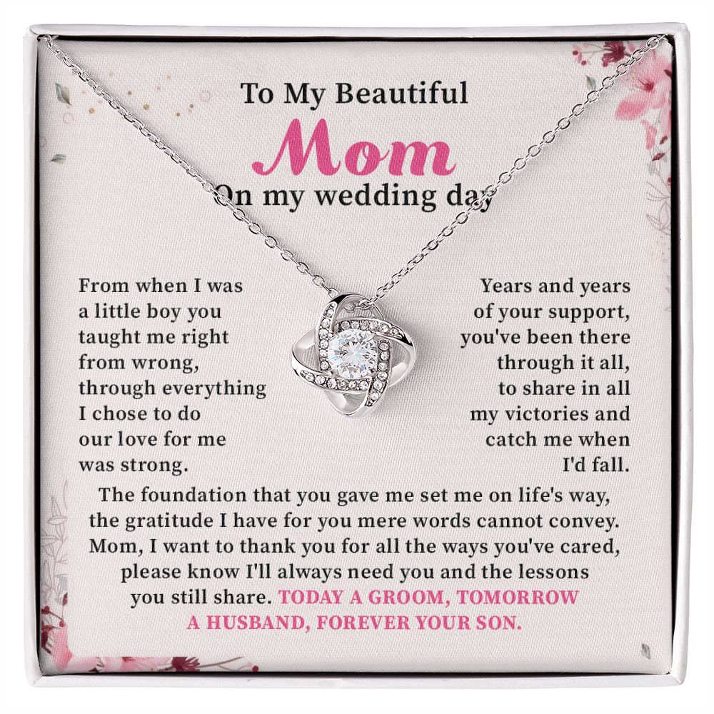 To My Beautiful Mom On My Wedding Day Today A Groom Tomorrow A Husband, Forever Your Son