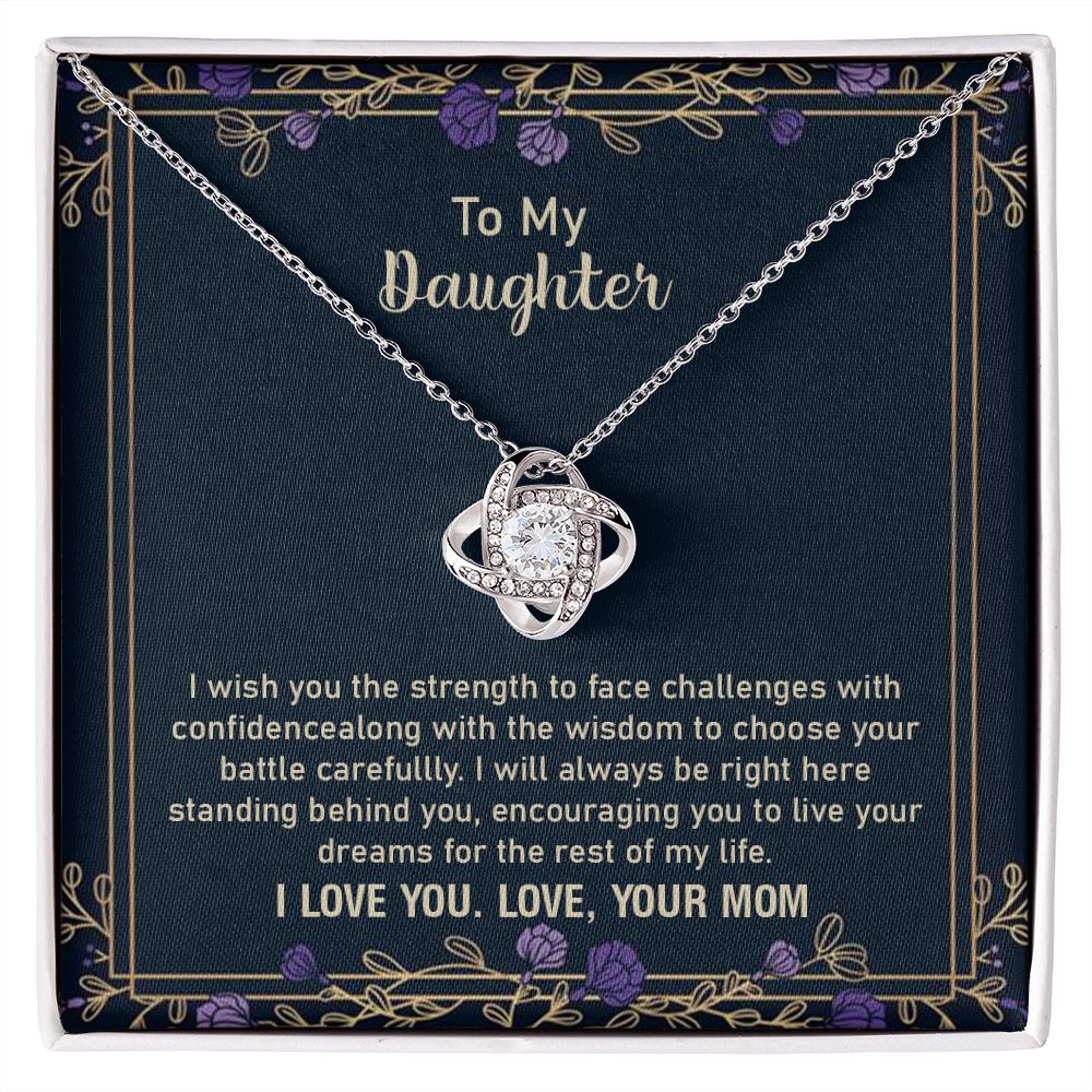 To My Daughter Necklace From Mom, I Wish You The Strength To Face Challenges, Gifts For Birthday Valentine's Day Christmas
