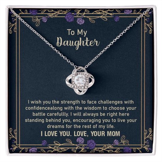 To My Daughter Necklace From Mom, I Wish You The Strength To Face Challenges, Gifts For Birthday Valentine's Day Christmas