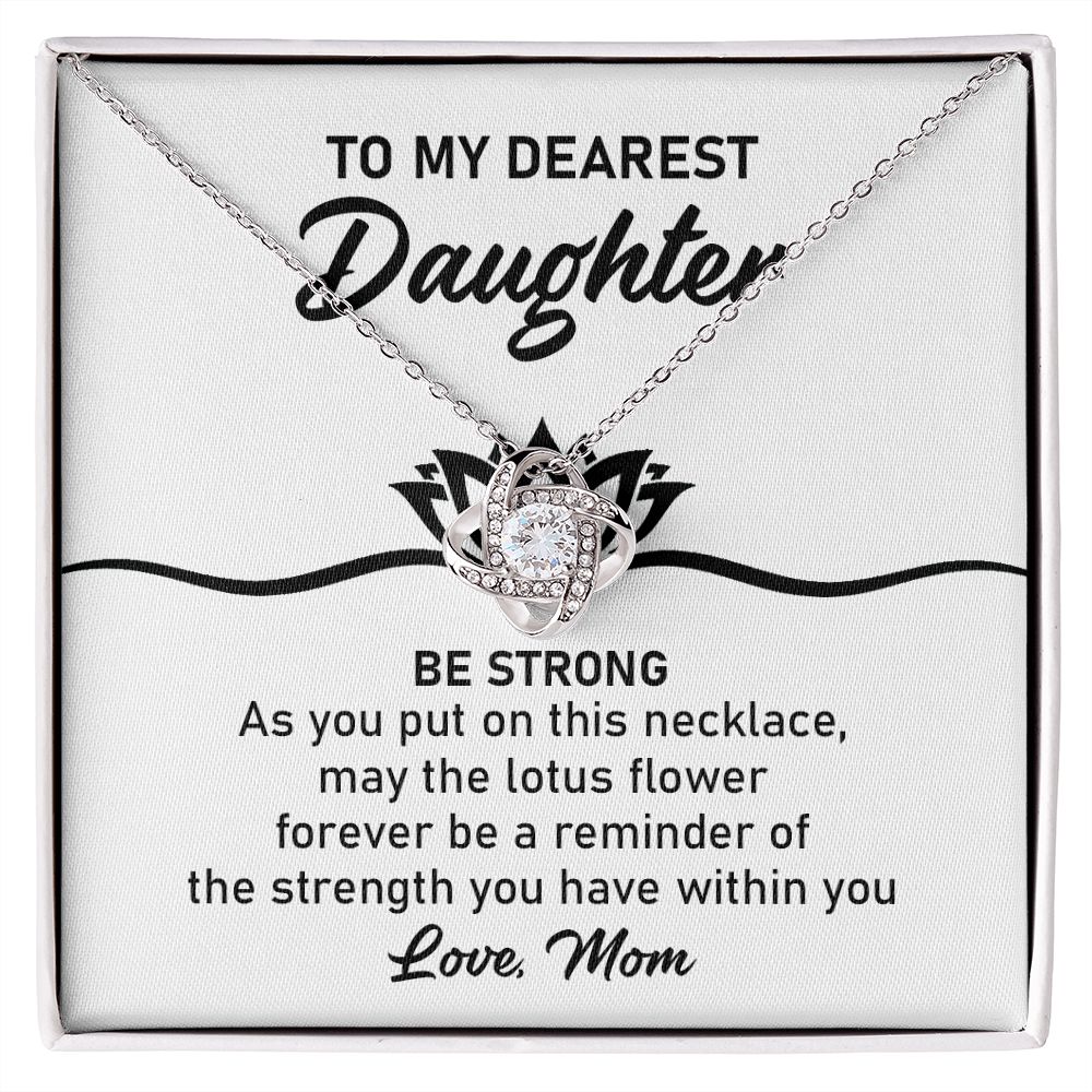 Daughter Necklace Gift with Lotus Strength Message