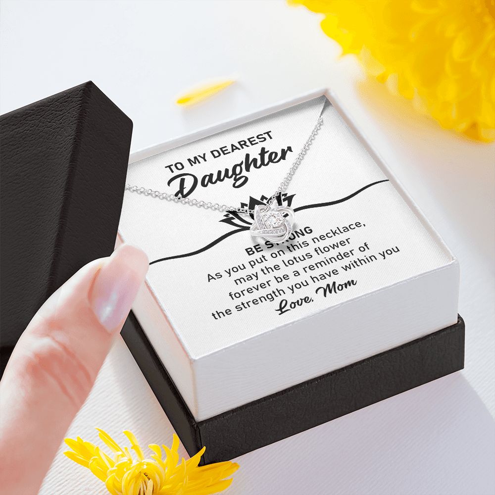 Daughter Necklace Gift with Lotus Strength Message