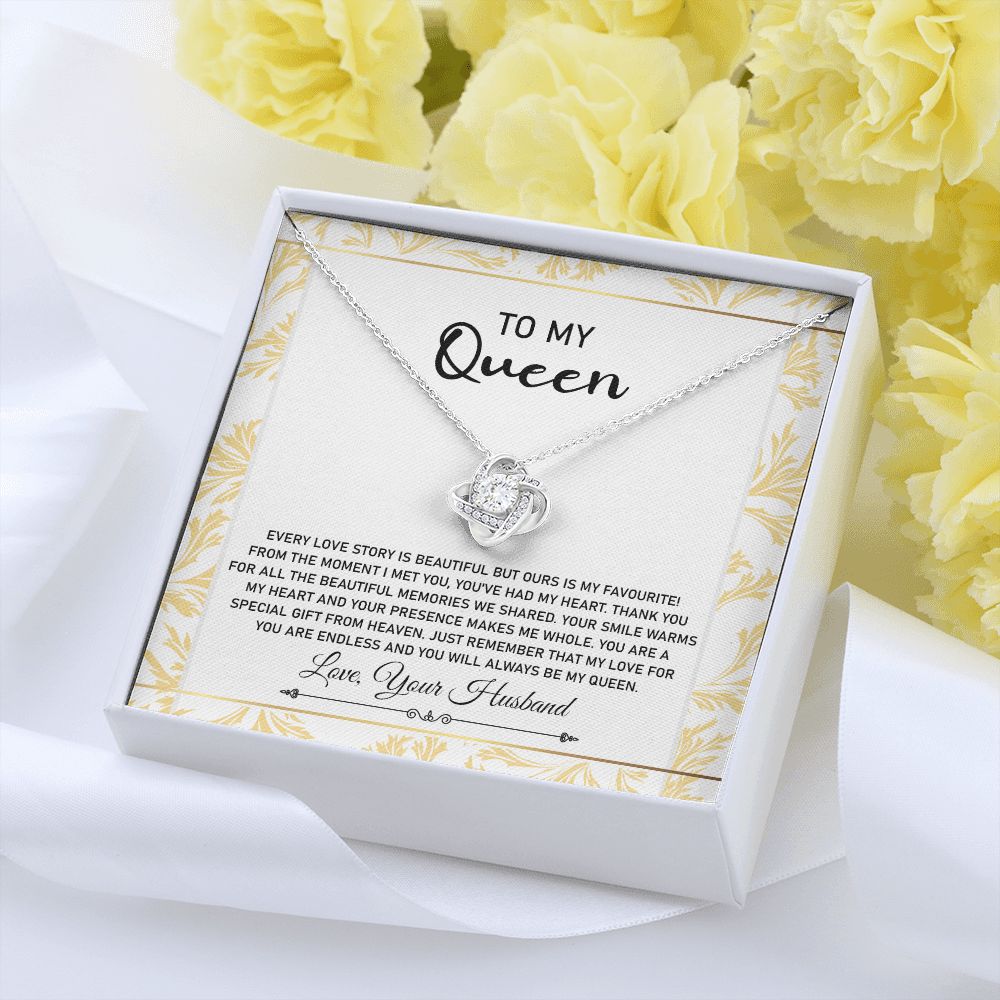 Queen Necklace Gift from Husband with Love Message