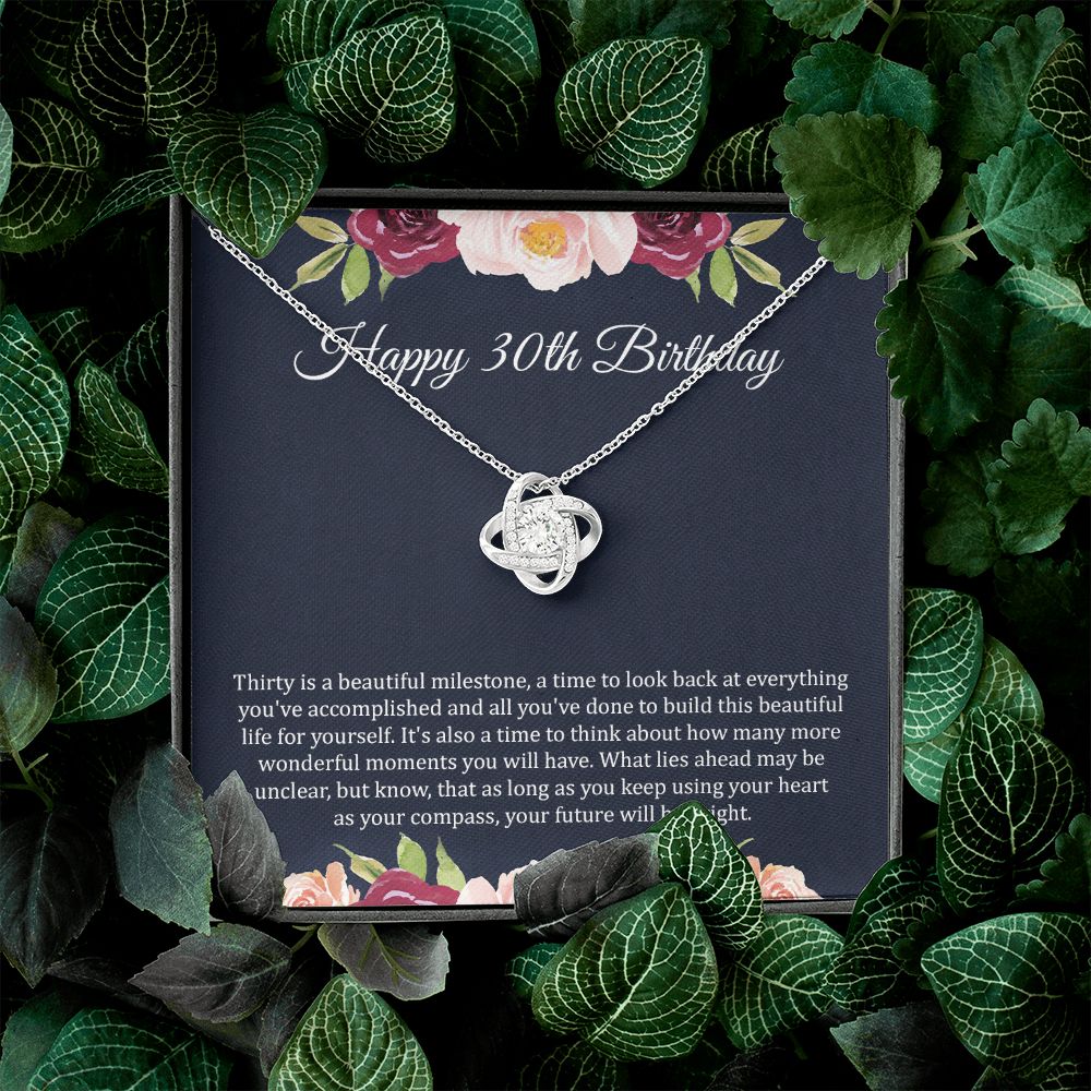 30th Birthday Gift Necklace with Floral Card