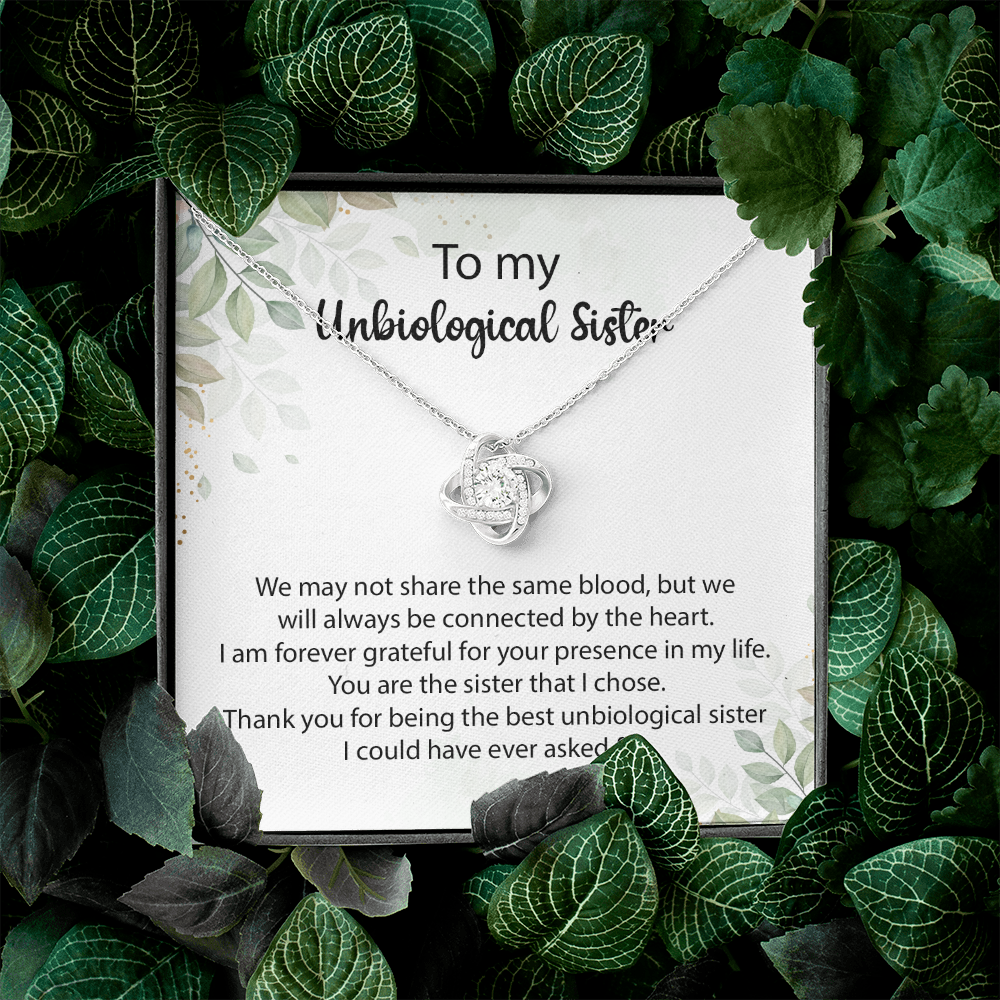 Unbiological Sister Necklace Gift with Heartfelt Note