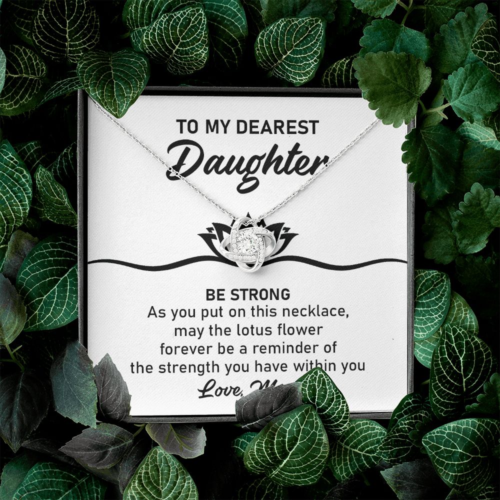 Daughter Necklace Gift with Lotus Strength Message