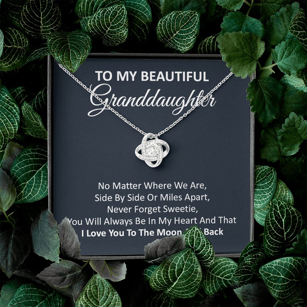 Granddaughter Necklace Gift with Moon and Back Quote