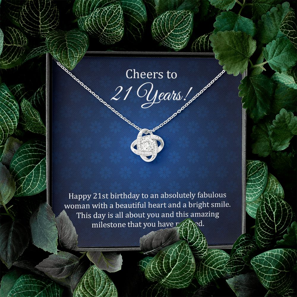 21st Birthday Necklace Gift with Elegant Message Card
