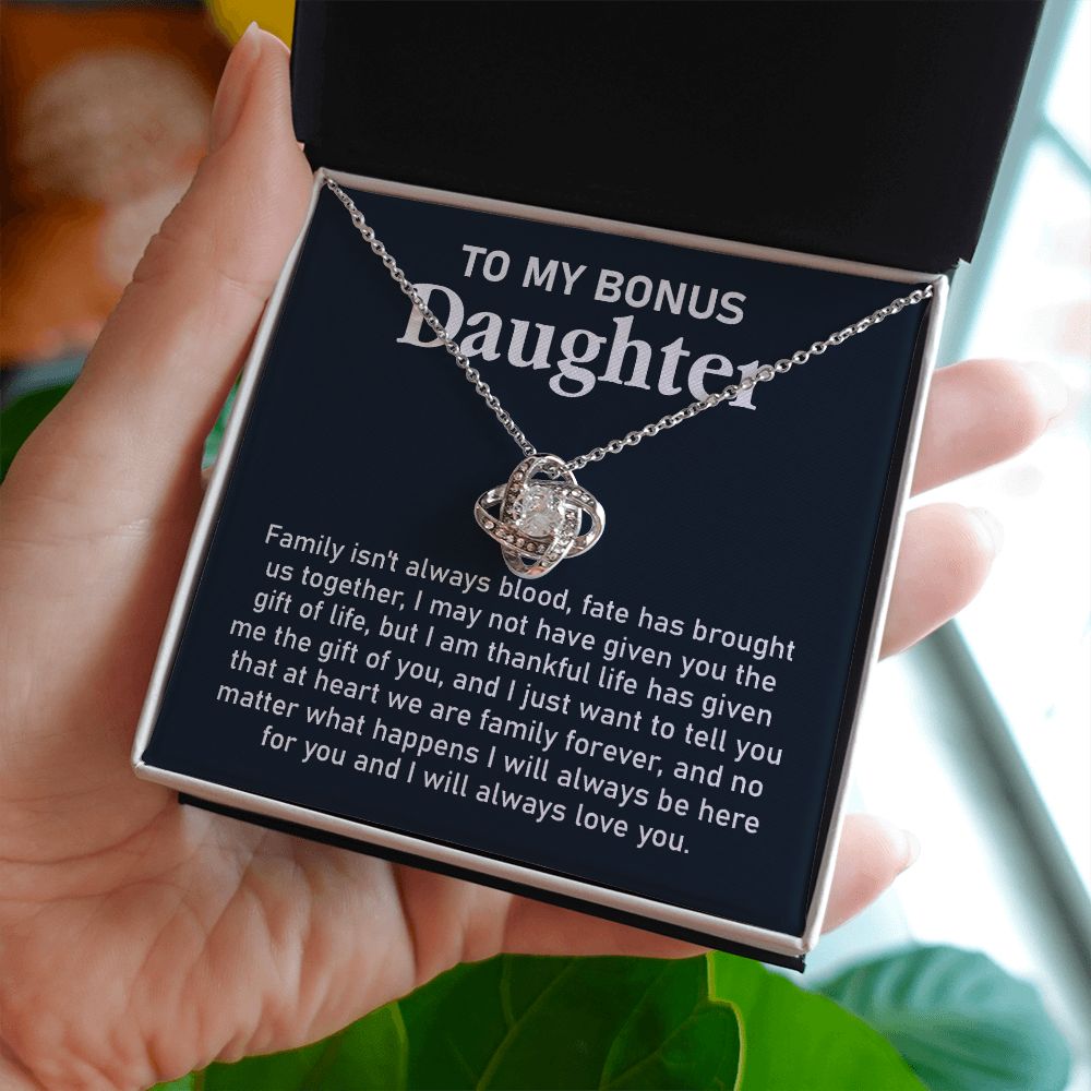 Bonus Daughter Necklace Gift with Family Forever Note