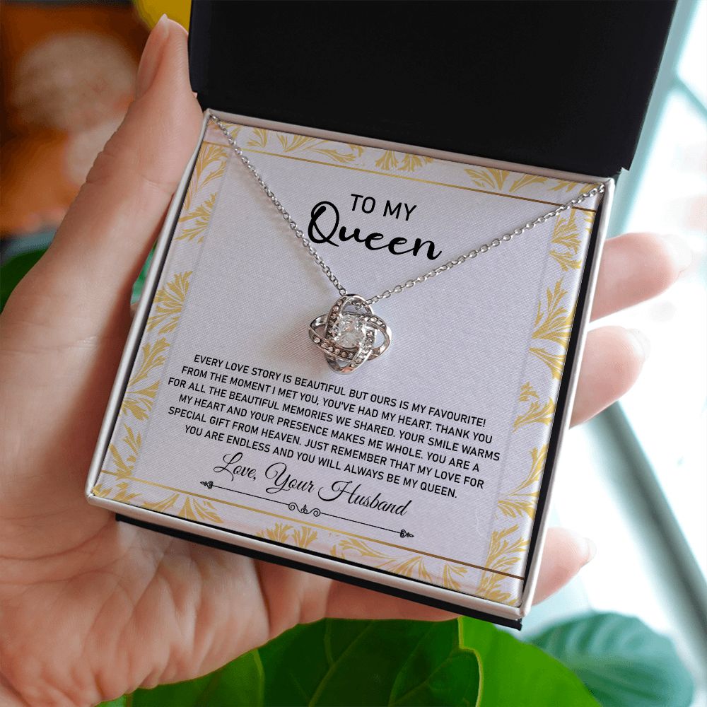 Queen Necklace Gift from Husband with Love Message