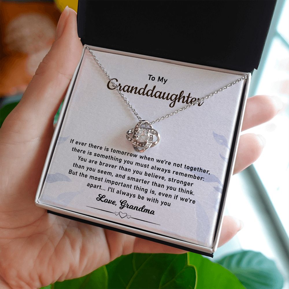 To My Granddaughter, I'll Always Be With You - Birthday Christmas Gifts From Grandma, 14k white gold Stainless Steel Necklace
