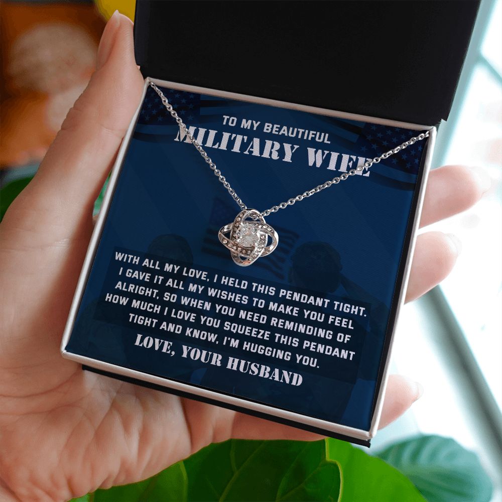 To My Beautiful Military Wife With All My Love, I Held This Pendant Tight