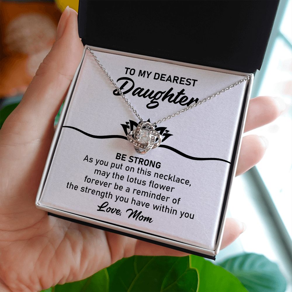 Daughter Necklace Gift with Lotus Strength Message