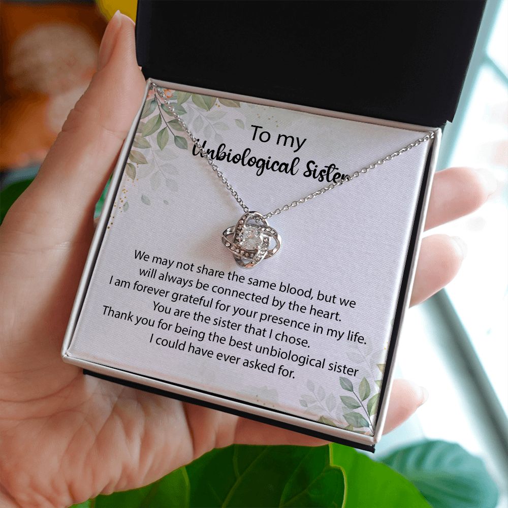 Unbiological Sister Necklace Gift with Heartfelt Note