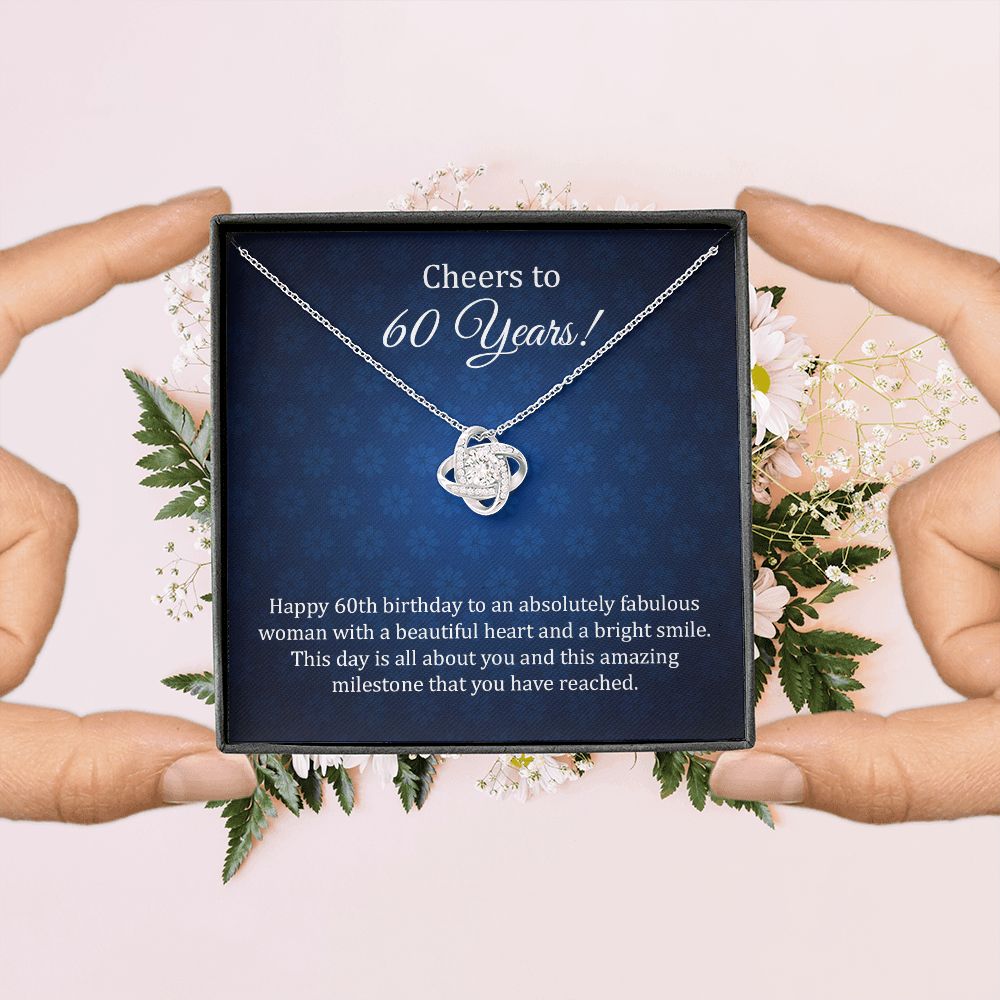 60th Birthday Necklace Gift with Elegant Message Card