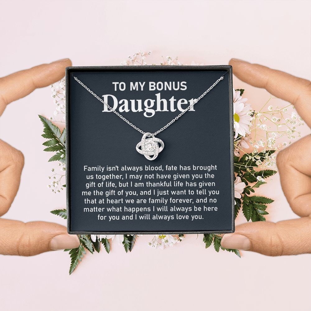 Bonus Daughter Necklace Gift with Family Forever Note