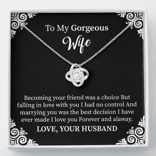Gorgeous Wife Necklace Gift from Husband with Romantic Love Message Card