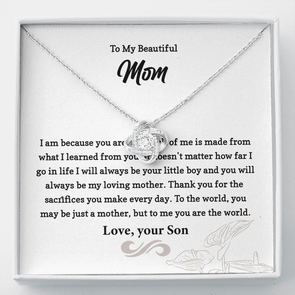 Mom Necklace Gift from Son with Sentimental Card