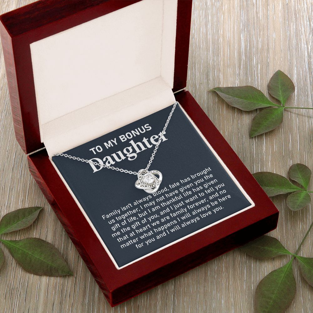 Bonus Daughter Necklace Gift with Family Forever Note