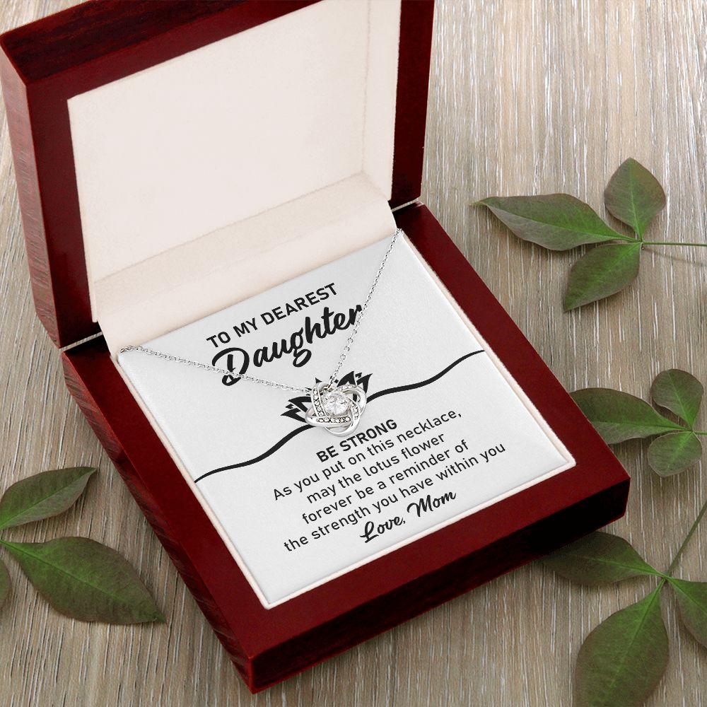 Daughter Necklace Gift with Lotus Strength Message