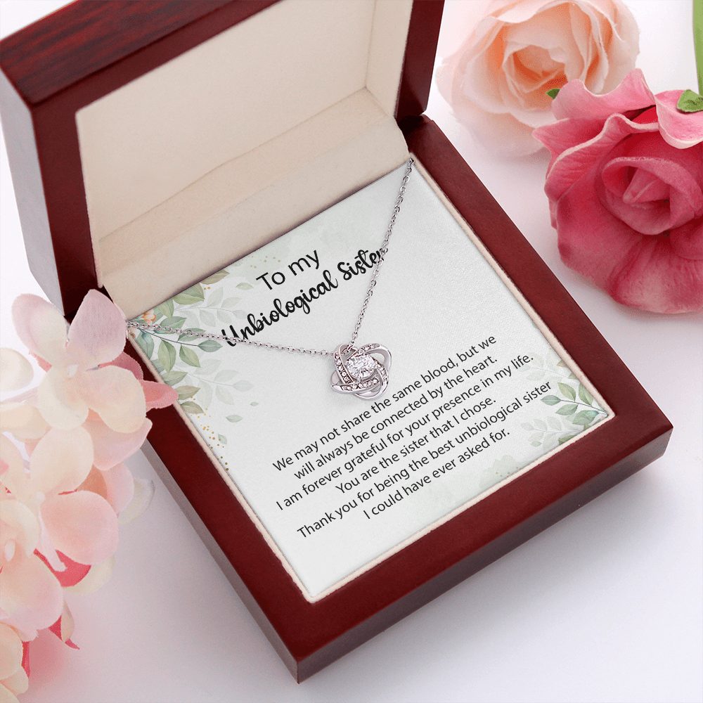 Unbiological Sister Necklace Gift with Heartfelt Note