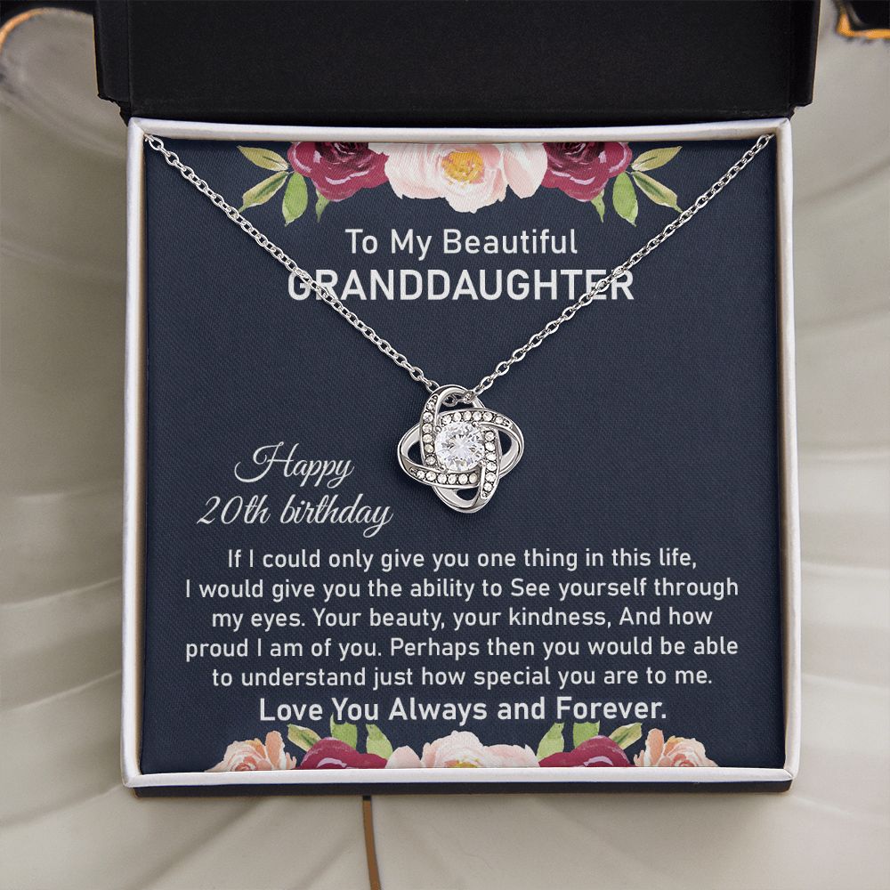 20th Birthday Necklace for Granddaughter With Message Card