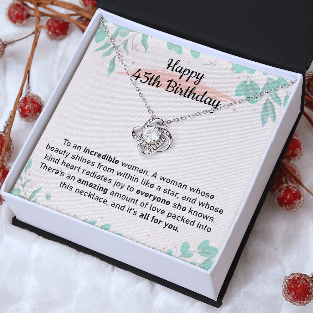 45th Birthday Necklace Gift for Her with Card