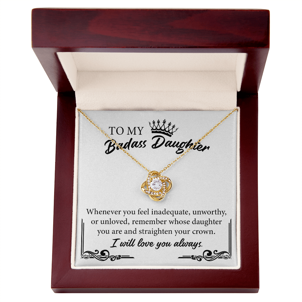 Badass Daughter Necklace Gift with Crown Message Card