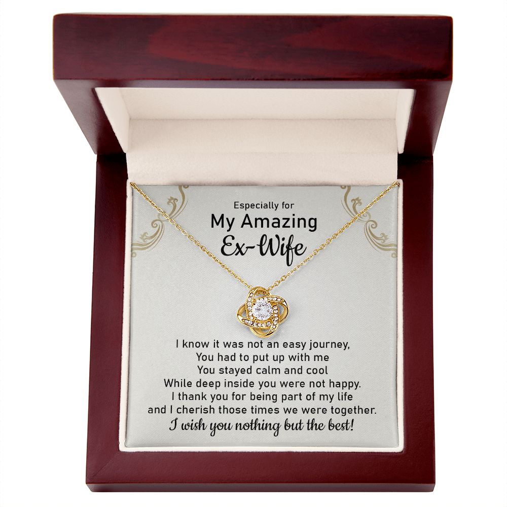 Graceful Reminders Necklace: The Perfect Heartfelt Gift for Your Amazing Ex-Wife Love Knot Gold Necklace For Ex Soulmate