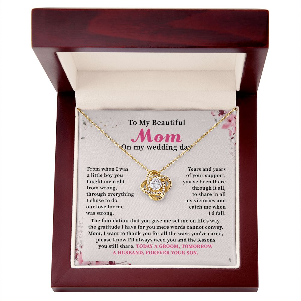 To My Beautiful Mom On My Wedding Day Today A Groom Tomorrow A Husband, Forever Your Son
