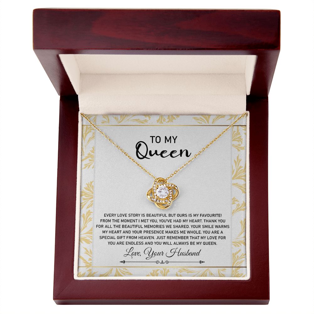 Queen Necklace Gift from Husband with Love Message