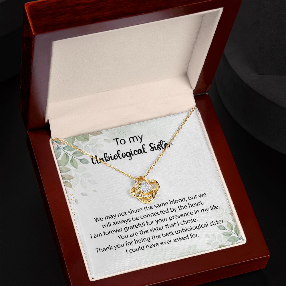 Unbiological Sister Necklace Gift with Heartfelt Note