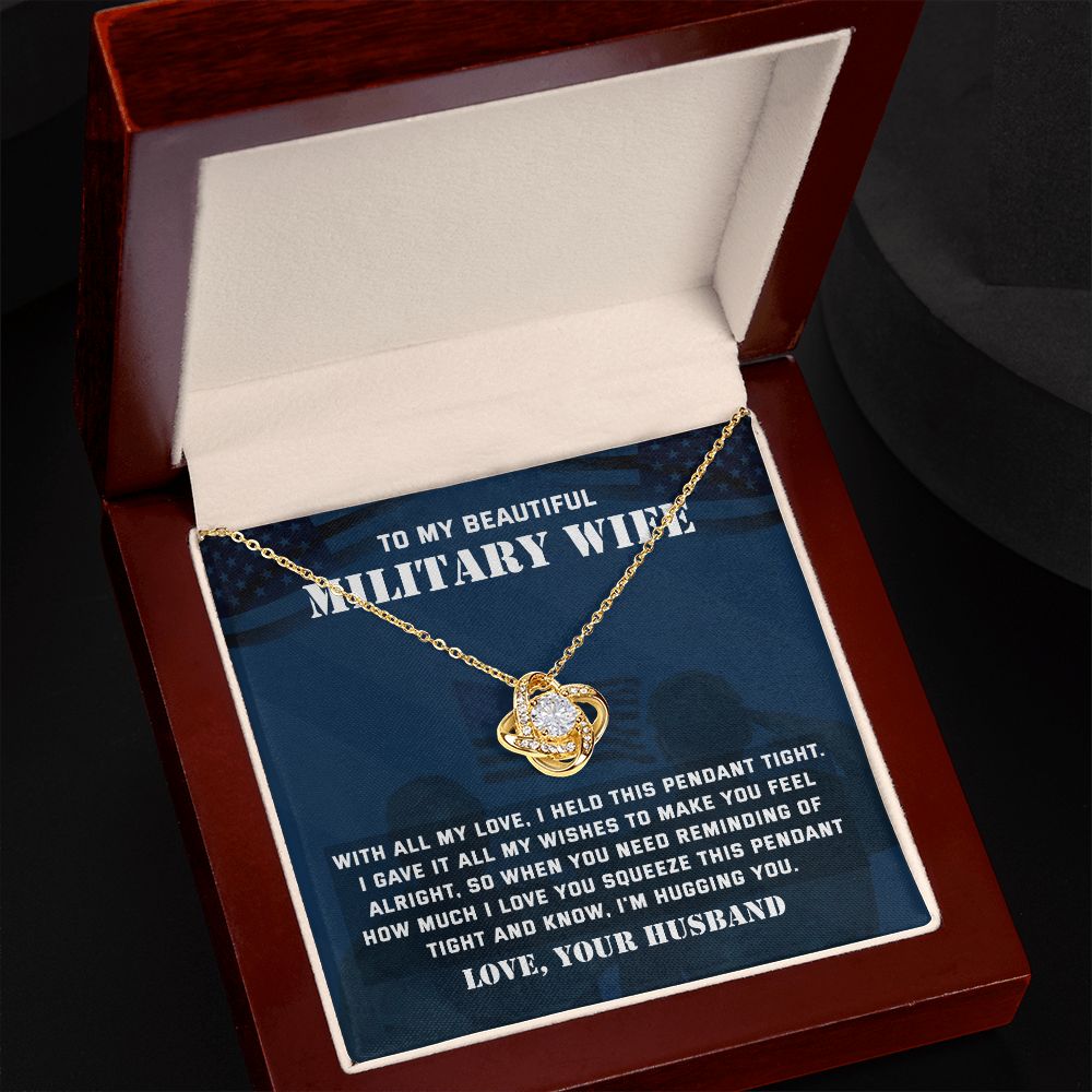 To My Beautiful Military Wife With All My Love, I Held This Pendant Tight