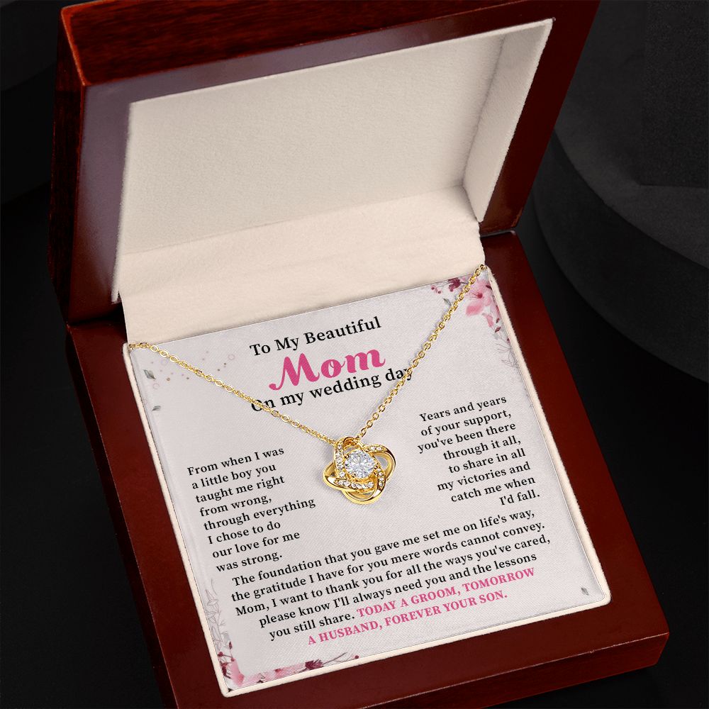 To My Beautiful Mom On My Wedding Day Today A Groom Tomorrow A Husband, Forever Your Son