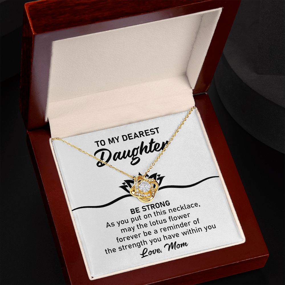 Daughter Necklace Gift with Lotus Strength Message
